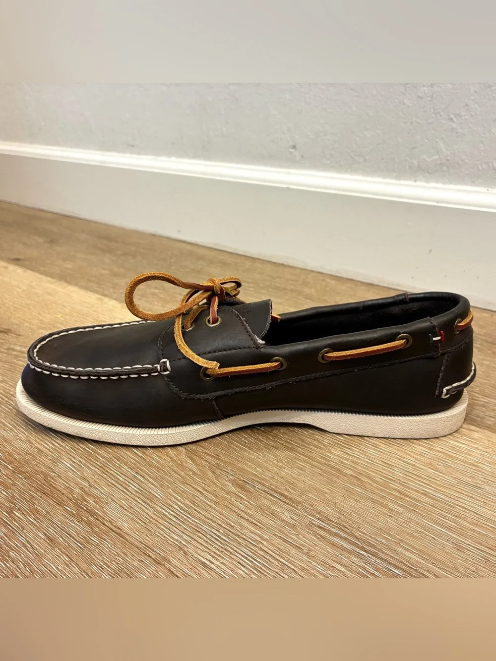 Tommy Hilfiger Leather Boat Shoes Dark Brown Men’s Size US 9 EU 42